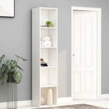 Stylish White Book Cabinet - Modern Design (40x30x189 cm)