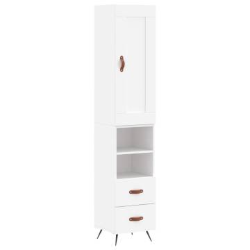 Stylish Highboard White - 34.5x34x180 cm Engineered Wood