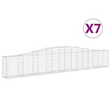 Arched Gabion Baskets - 7 pcs Galvanised Iron (400x30x60/80 cm)