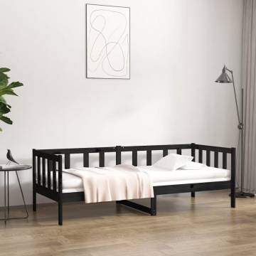 Day Bed Black 80x200 cm - Solid Pine Wood | HipoMarket