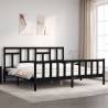 Bed Frame with Headboard Black 200x200 cm Solid Wood Colour black Size 200 x 200 cm 