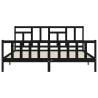 Black Solid Wood Bed Frame with Headboard - 200x200 cm | Hipo Market