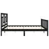 Black Solid Wood Bed Frame with Headboard - 200x200 cm | Hipo Market