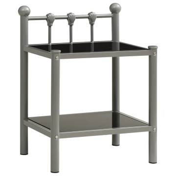 Stylish Grey and Black Bedside Cabinet - 45x34.5x60.5 cm