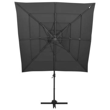 4-Tier Anthracite Garden Parasol - 250x250 cm Protection