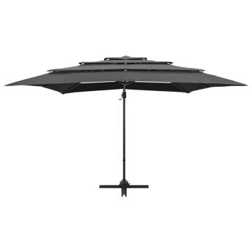 4-Tier Anthracite Garden Parasol - 250x250 cm Protection