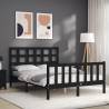 Solid Wood Black Bed Frame with Headboard 120x200 cm