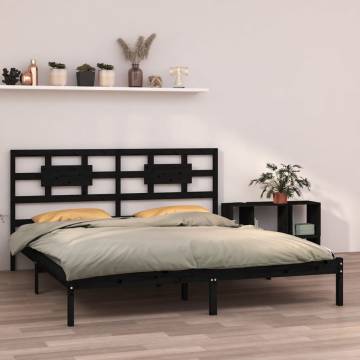 Black Solid Wood Bed Frame 180x200 cm Super King Size