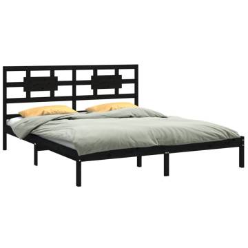 Black Solid Wood Bed Frame 180x200 cm Super King Size