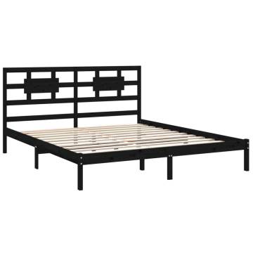 Black Solid Wood Bed Frame 180x200 cm Super King Size