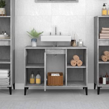 Concrete Grey Sink Cabinet - Stylish Bathroom Storage