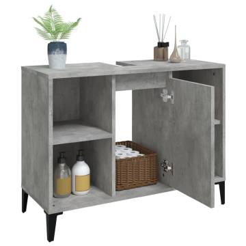 Concrete Grey Sink Cabinet - Stylish Bathroom Storage