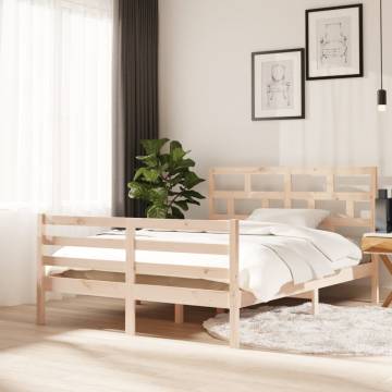 Solid Wood Pine Bed Frame 140x200 cm - Modern Design