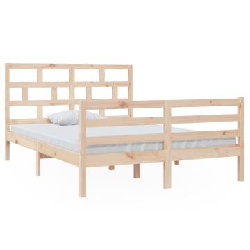 Solid Wood Pine Bed Frame 140x200 cm - Modern Design