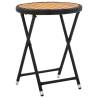 Tea Table Black 60 cm - Durable Poly Rattan & Acacia Wood