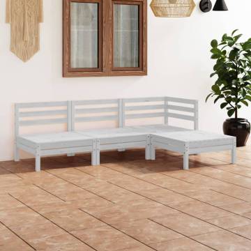 4 Piece Garden Lounge Set - Solid Pinewood in White