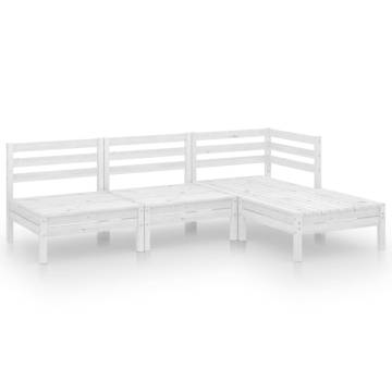 4 Piece Garden Lounge Set - Solid Pinewood in White