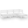 4 Piece Garden Lounge Set - Solid Pinewood in White