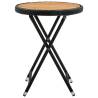 Tea Table Black 60 cm - Durable Poly Rattan & Acacia Wood