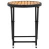 Tea Table Black 60 cm - Durable Poly Rattan & Acacia Wood