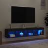 Stylish Black TV Cabinets with LED Lights - 2 pcs | Hipomarket UK