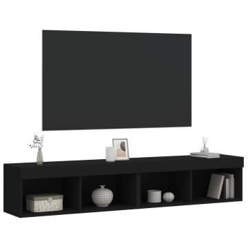 Stylish Black TV Cabinets with LED Lights - 2 pcs | Hipomarket UK