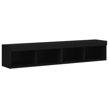 Stylish Black TV Cabinets with LED Lights - 2 pcs | Hipomarket UK