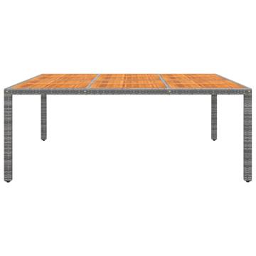 Garden Table 200x150 cm Acacia Wood & Poly Rattan – Grey