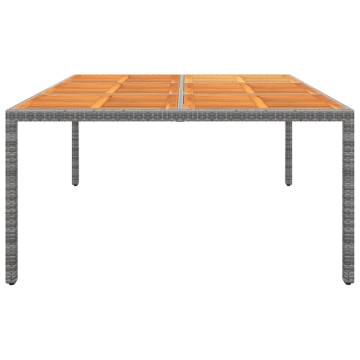 Garden Table 200x150 cm Acacia Wood & Poly Rattan – Grey