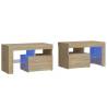 2 PCS Bedside Cabinets with LED Lights - Sonoma Oak