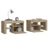 2 PCS Bedside Cabinets with LED Lights - Sonoma Oak