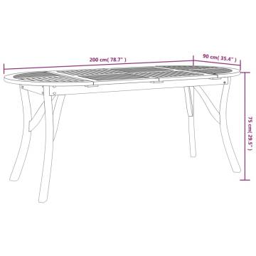 Garden Table 200x90 cm Solid Acacia Wood - Hipomarket