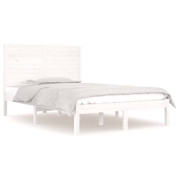 White Solid Wood Bed Frame 135x190 cm Double | HipoMarket UK