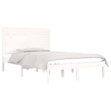 White Solid Wood Bed Frame 135x190 cm Double | HipoMarket UK