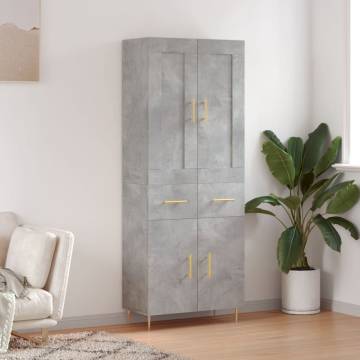 Stylish Highboard Concrete Grey - Quality Engineered Wood Furniture