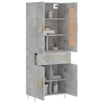 Stylish Highboard Concrete Grey - Quality Engineered Wood Furniture