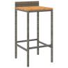 Stylish Bar Stools 2 pcs Grey Poly Rattan & Solid Wood Acacia
