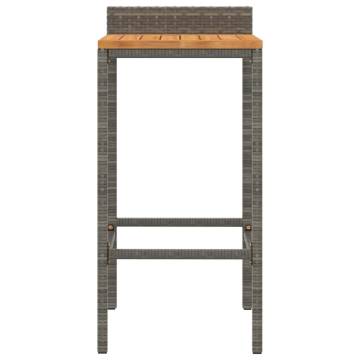 Stylish Bar Stools 2 pcs Grey Poly Rattan & Solid Wood Acacia