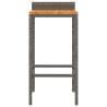 Stylish Bar Stools 2 pcs Grey Poly Rattan & Solid Wood Acacia
