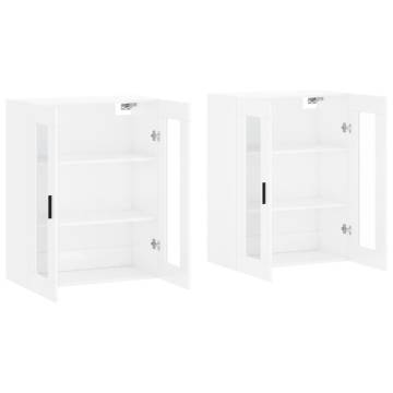 High Gloss White Wall Mounted Cabinets - 2 pcs | HipoMarket