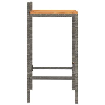 Stylish Bar Stools 2 pcs Grey Poly Rattan & Solid Wood Acacia