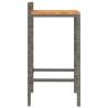 Stylish Bar Stools 2 pcs Grey Poly Rattan & Solid Wood Acacia