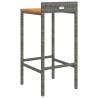 Stylish Bar Stools 2 pcs Grey Poly Rattan & Solid Wood Acacia