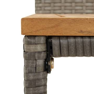 Stylish Bar Stools 2 pcs Grey Poly Rattan & Solid Wood Acacia