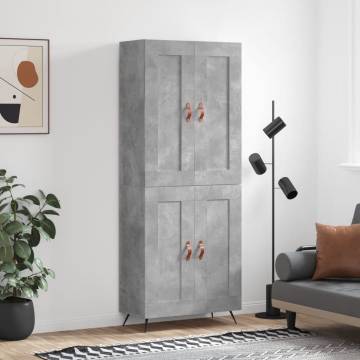 Stylish Highboard in Concrete Grey - 69.5x34x180 cm