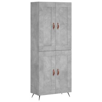 Stylish Highboard in Concrete Grey - 69.5x34x180 cm