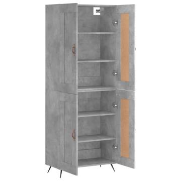 Stylish Highboard in Concrete Grey - 69.5x34x180 cm