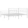 Elegant White Metal Bed Frame with Headboard & Footboard - 180x200cm