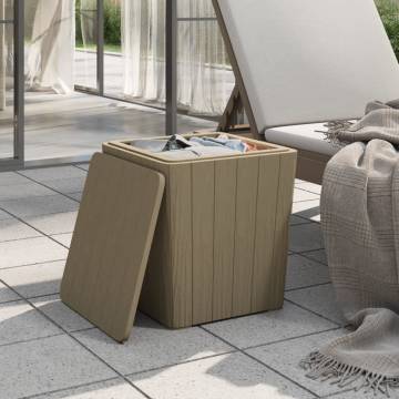 Stylish Light Brown Garden Table with Storage Compartment