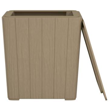 Stylish Light Brown Garden Table with Storage Compartment